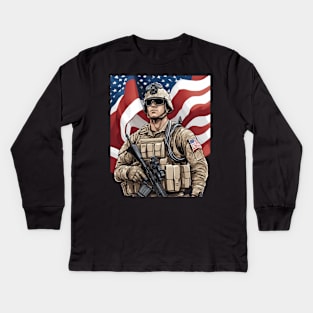 american hero Kids Long Sleeve T-Shirt